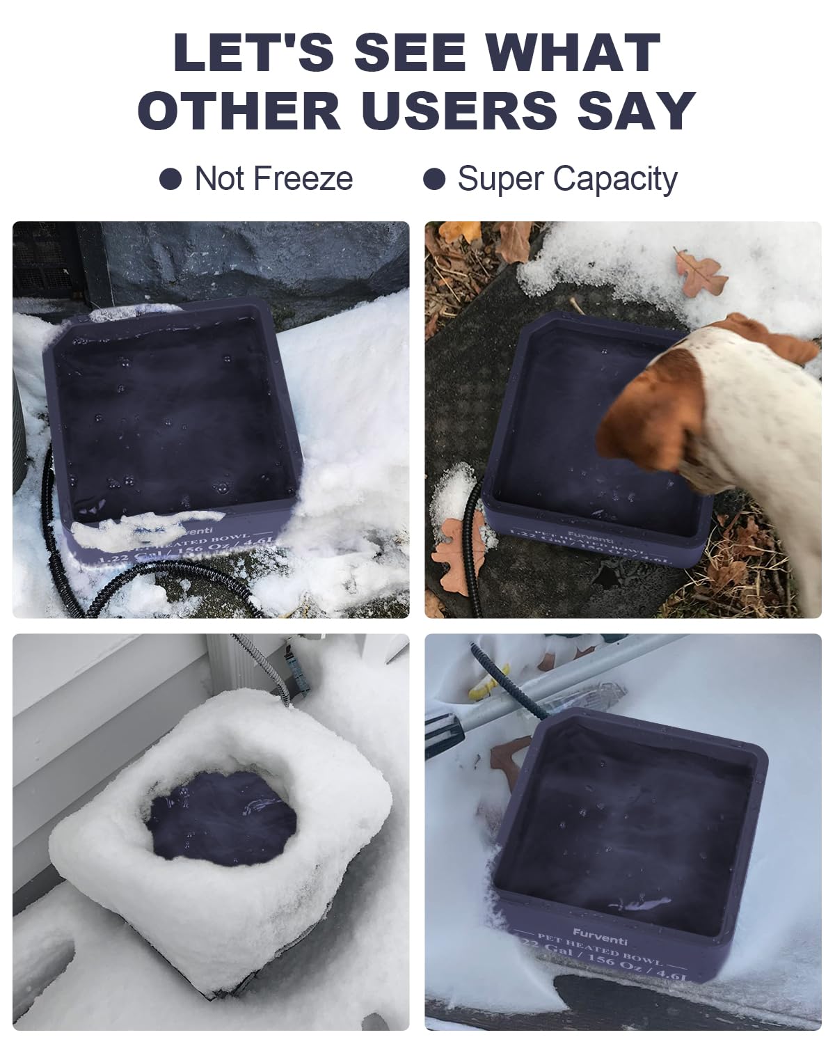 Heated Water Bowl for Dog Cat,1.22 Gallon,Outdoor Waterproof Heated Pet Water Dish with 79" Chew Resistant Cord for Rabbit, Chicken, Duck, Squirrel (Navy Blue)