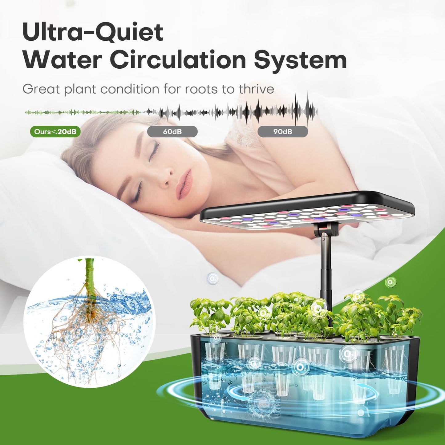 Ahopegarden Indoor Garden Hydroponics Growing System: 10 Pods Plant Germination Kit Herb Vegetable Growth Lamp Countertop with LED Grow Light - Hydrophonic Planter Grower Harvest Lettuce