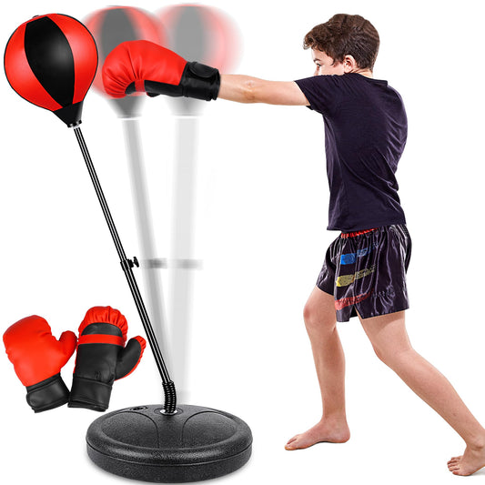 Height Adjustable Punching Bag Set for Kids Ages 3-8+ with Boxing Gloves, Ideal Birthday for Boys & Girls
