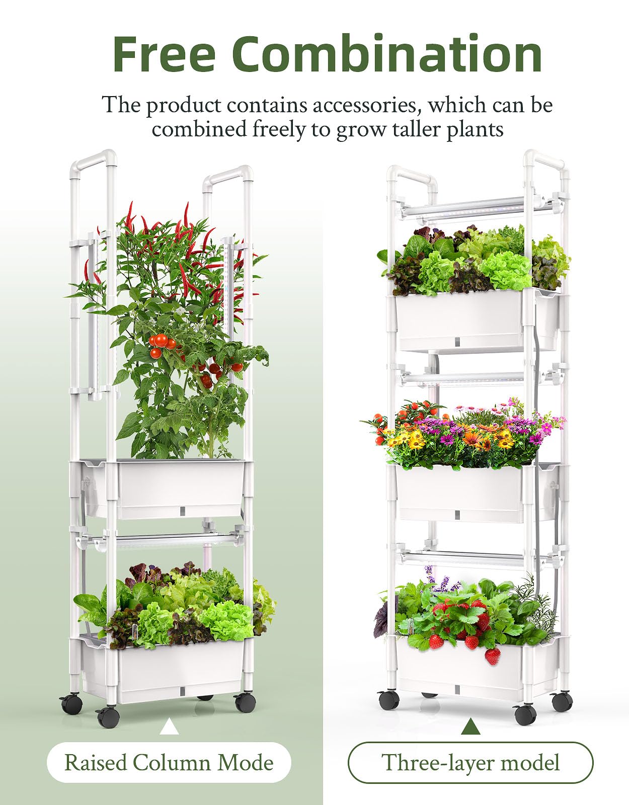 Hydroponics Growing System,AOONEG 42Pods Indoor Herb Garden with LED Grow Light,Hydroponics Growing System Kit with Automatic Timer,Pump System,Adjustable Height (No Seed,Glossy White, 3Layer-42Pods)