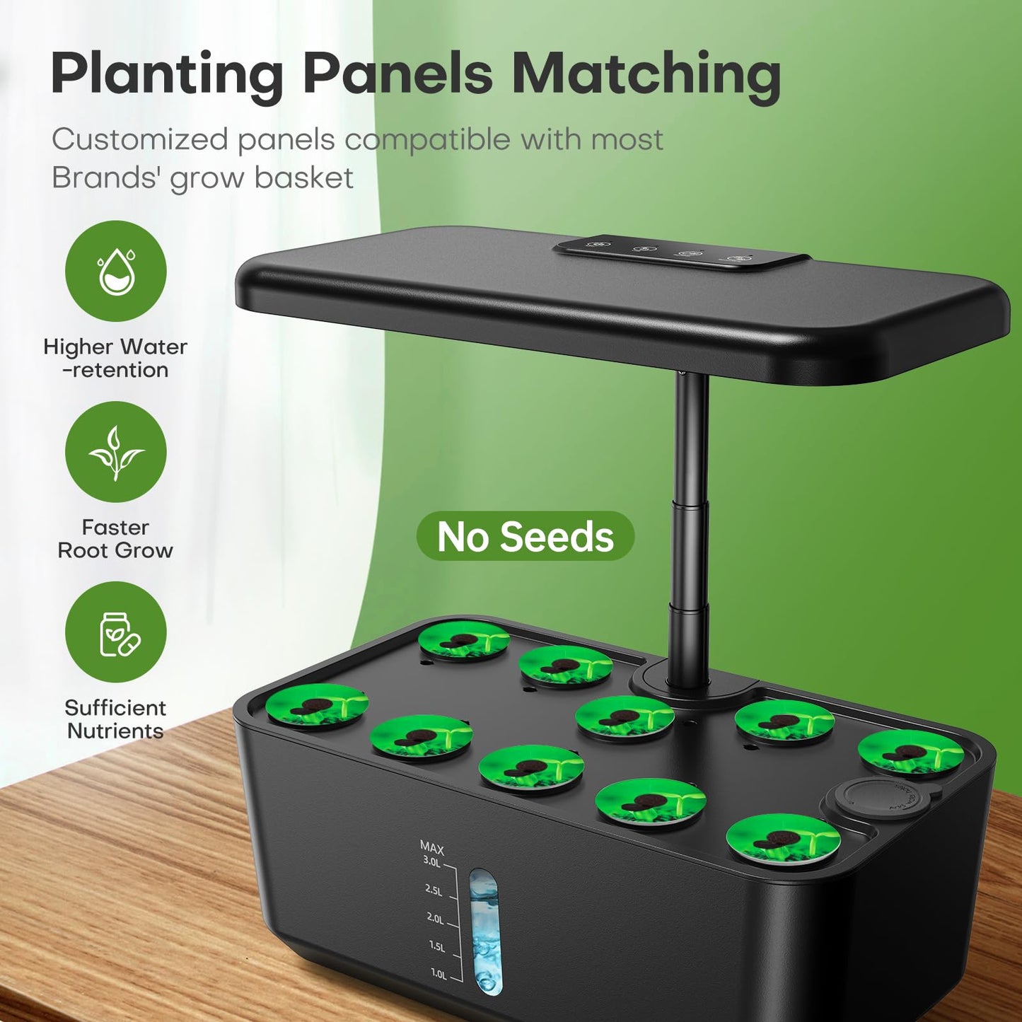 Ahopegarden Indoor Garden Hydroponics Growing System: 10 Pods Plant Germination Kit Herb Vegetable Growth Lamp Countertop with LED Grow Light - Hydrophonic Planter Grower Harvest Lettuce