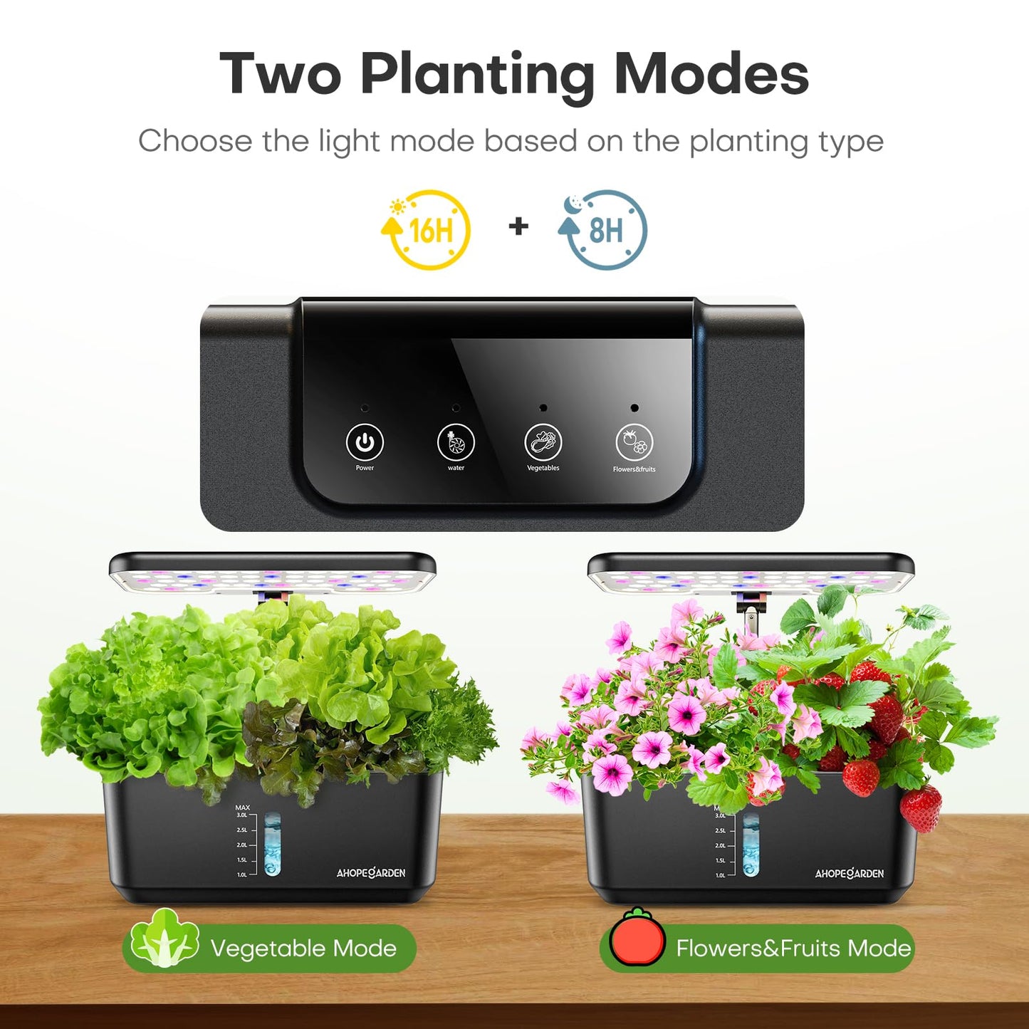 Ahopegarden Indoor Garden Hydroponics Growing System: 10 Pods Plant Germination Kit Herb Vegetable Growth Lamp Countertop with LED Grow Light - Hydrophonic Planter Grower Harvest Lettuce