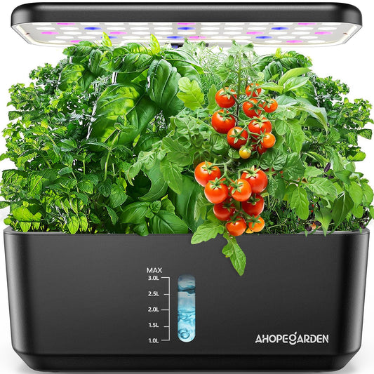 Ahopegarden Indoor Garden Hydroponics Growing System: 10 Pods Plant Germination Kit Herb Vegetable Growth Lamp Countertop with LED Grow Light - Hydrophonic Planter Grower Harvest Lettuce