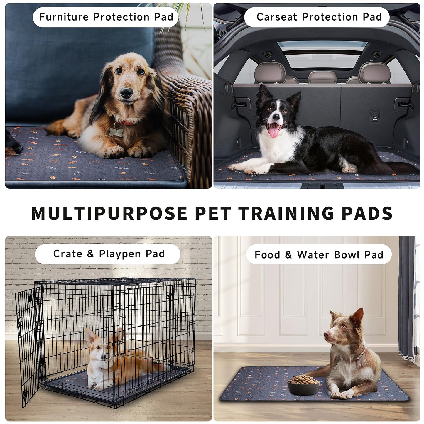 Sunheir Washable Pee Pads for Dogs 72"x72", Extra Large Reusable Puppy Pads Pet Training Pads for Dog Playpen, Waterproof Pee Pads for Puppy Playpen, Whelping Pad, Dog Playpen Indoor - Deep Grey