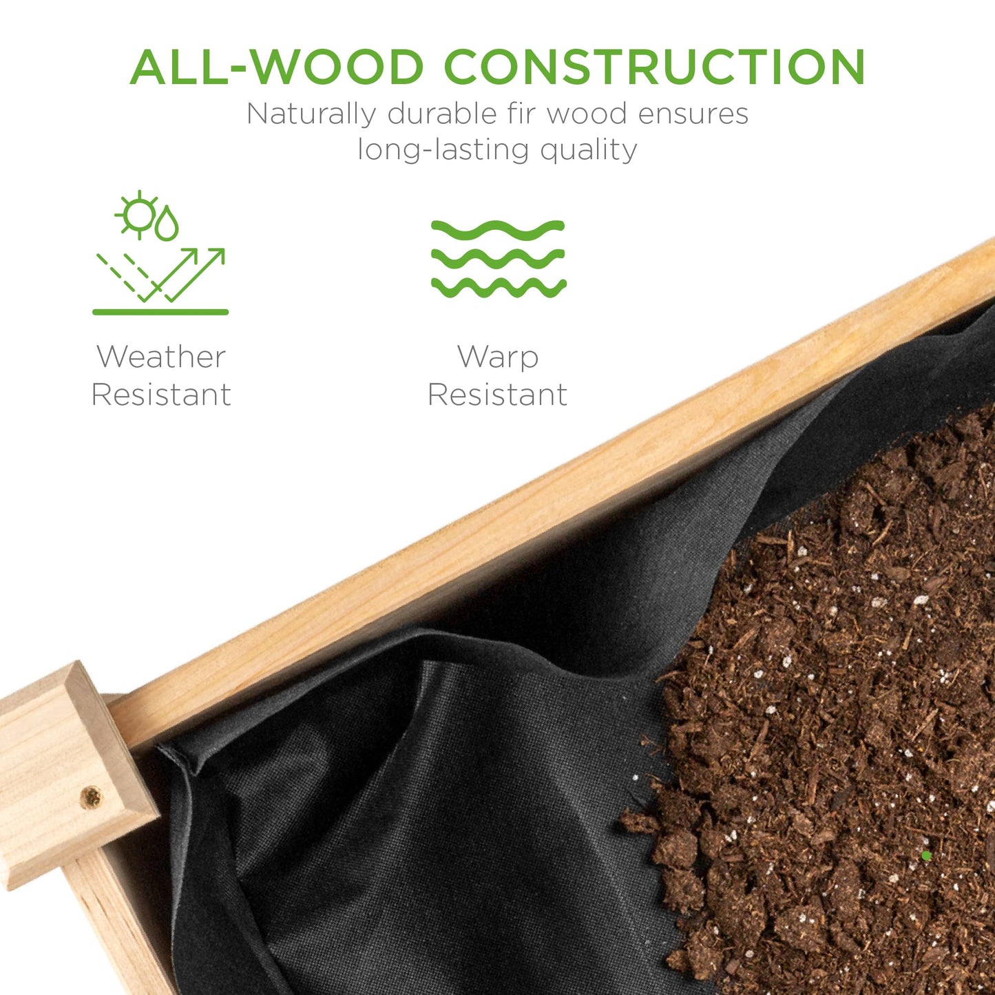 Best Choice Products 48 x 24 x 30 Inches Raised Garden Bed, Elevated Wood Planter Box Stand for Backyard, Patio, Balcony with Bed Liner, 200 Pound Capacity - Natural