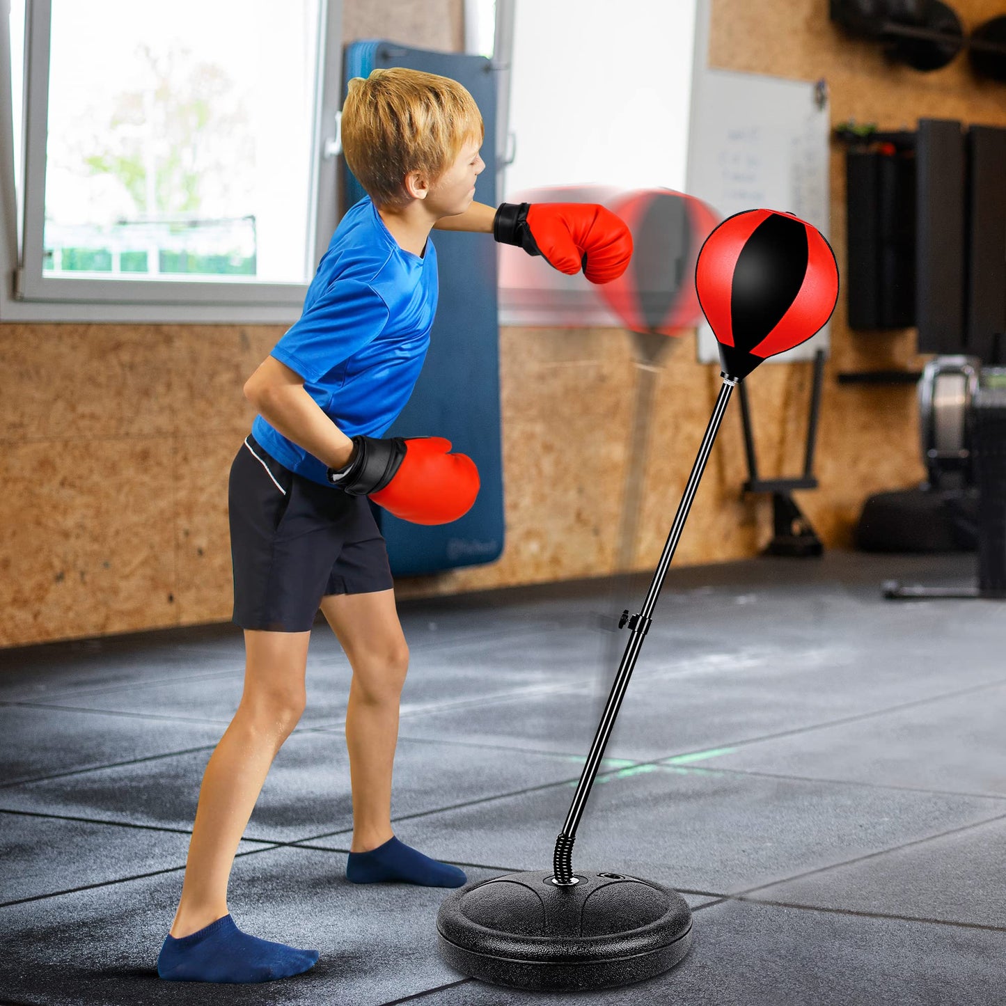 Height Adjustable Punching Bag Set for Kids Ages 3-8+ with Boxing Gloves, Ideal Birthday for Boys & Girls