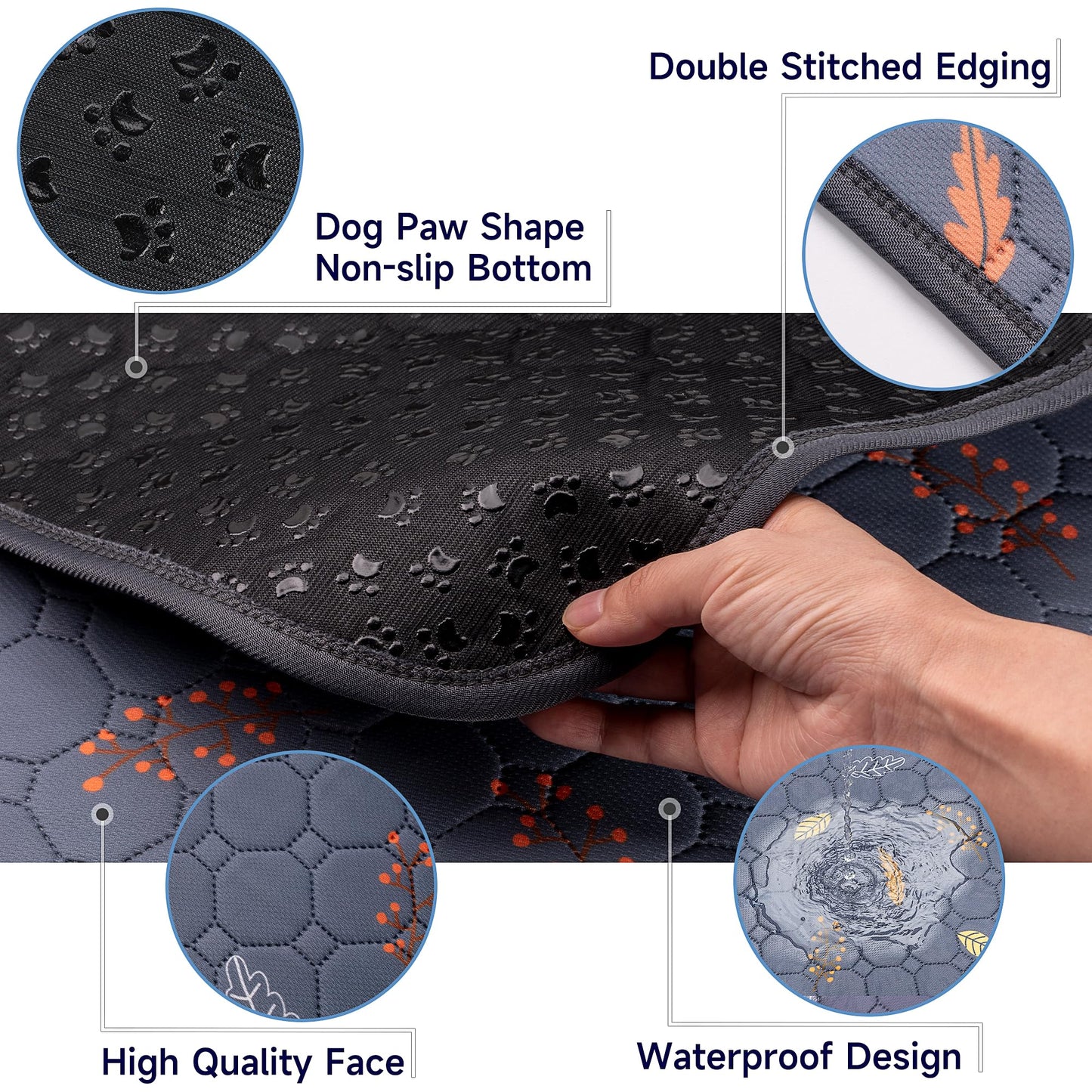 Sunheir Washable Pee Pads for Dogs 72"x72", Extra Large Reusable Puppy Pads Pet Training Pads for Dog Playpen, Waterproof Pee Pads for Puppy Playpen, Whelping Pad, Dog Playpen Indoor - Deep Grey